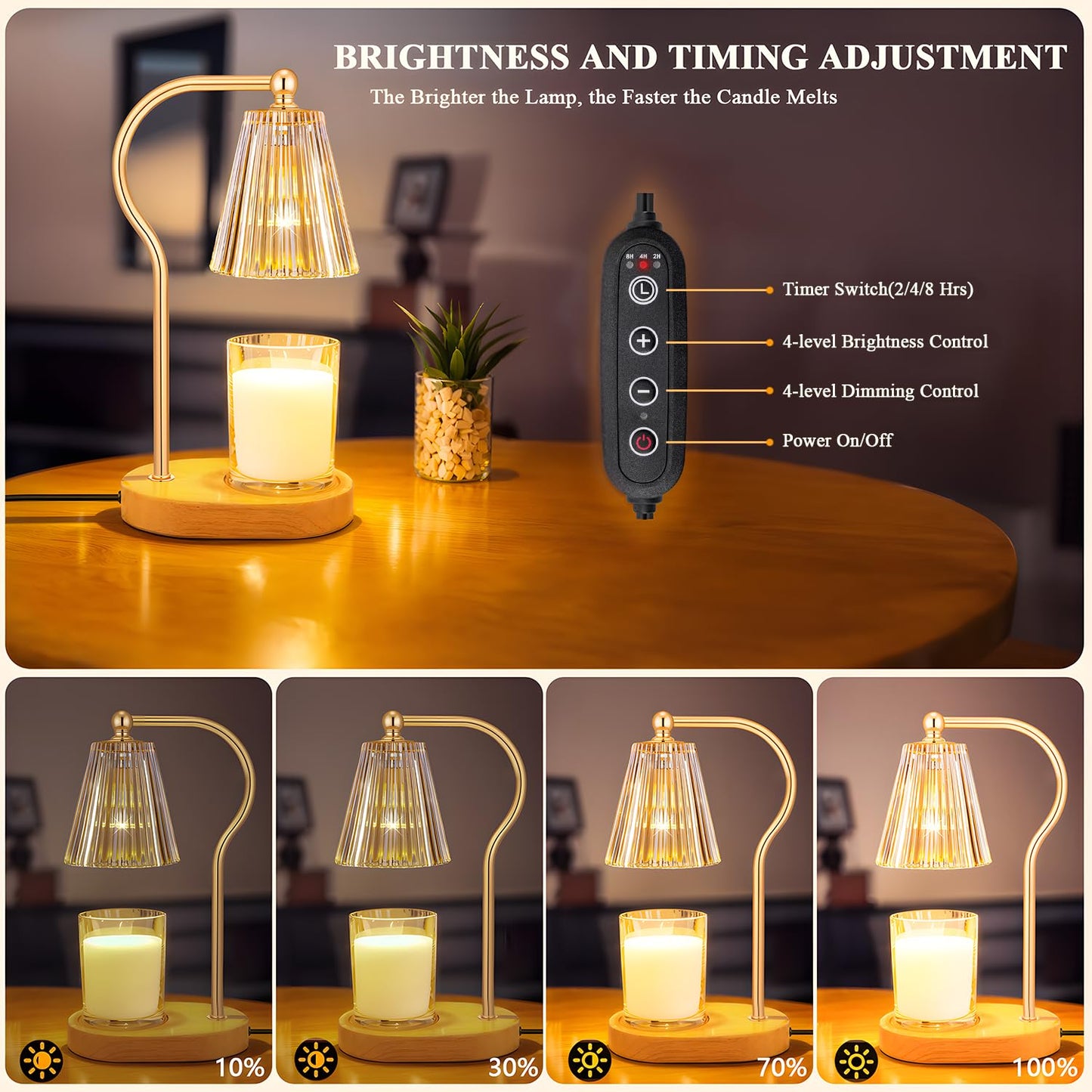 YJTIMEGS Candle Warmer Lamp, Candle Lamp Warmer with Timer & Dimmer, Candle Warming Lamp for Bedroom, House Warming Gifts New Home Bedroom Decor with 2 Bulbs