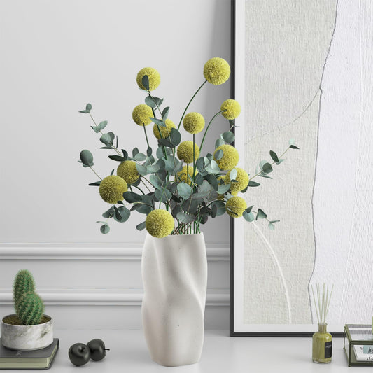 White Ceramic Vase, Large Flower Vase for Modern Home Décor,Unique Decorative Farmerhouse Vase for Dining Room Living Room Table Shelf with Pampas Grass