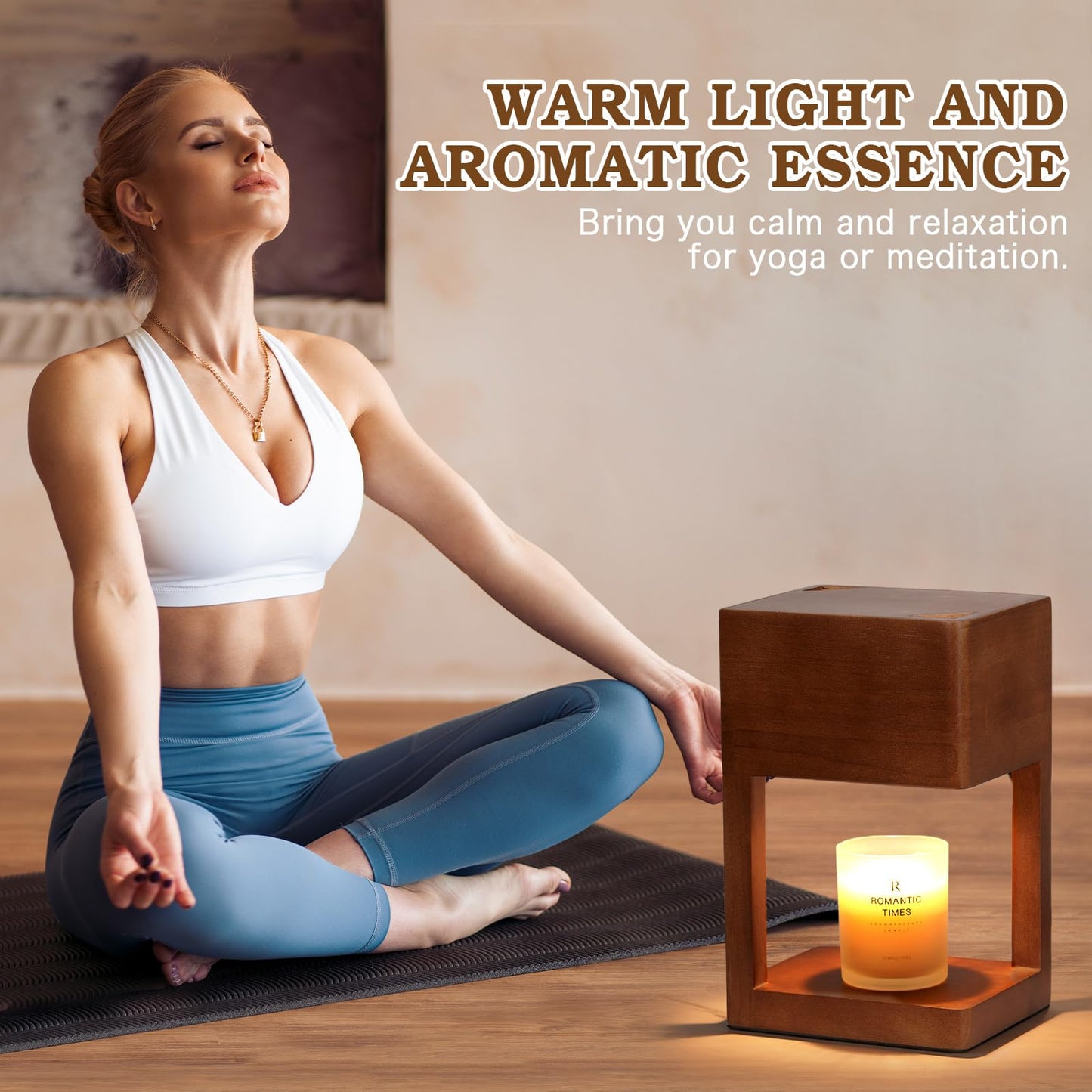 Funistree Candle Warmer Lamp with Timer, Candle Lamp Warmer for Large Jar Candles, Birthday Gifts for Women Mom Her, Wooden Dimmable Candle Lamp Wax Melts, Mom Women Gifts Ideas, Modern Bedroom Decor