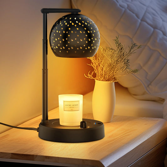 Candle Warmer Lamp, Candle Lamp Warmer with Timer and Dimmer Adjustable Height, Gifts for Women Mom, Electric Wax Melt Warmer with 2 Bulbs for Scented Jar Candles, Housewarming Gifts New Home Decor