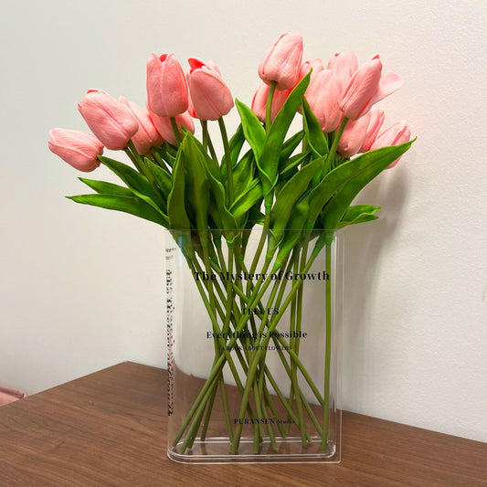 Puransen Bookend Vase for Flowers, Cute Home Office Decor; Unique Vase for Book Lovers, Artistic and Cultural Flavor Acrylic Clear Vases, A Book About Flowers (Clear Color)