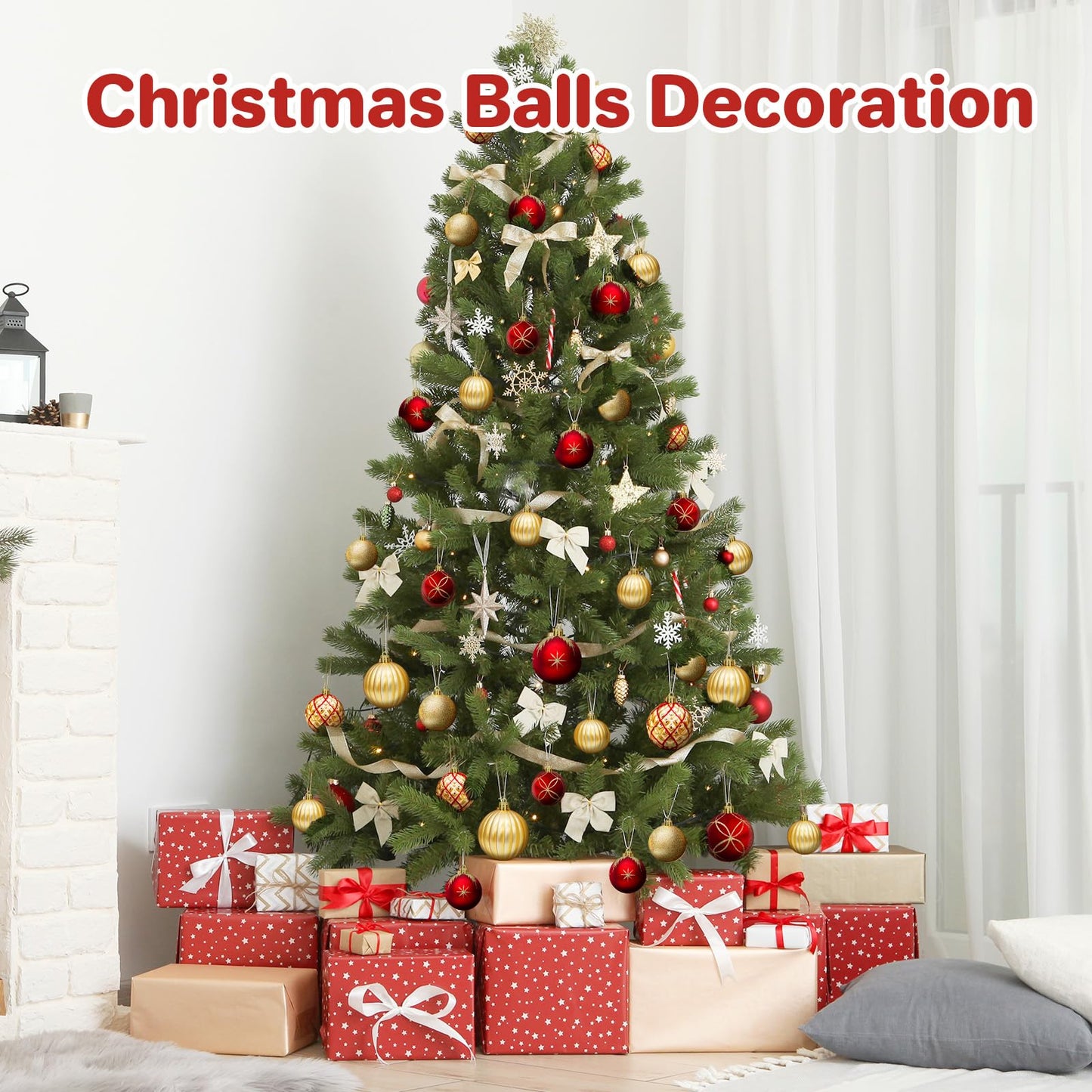 DeckTheHalls Christmas Balls Ornaments, 30 Pcs 2.5 Inch Christmas Tree Decorations for Xmas Tree Hanging, Shatterproof Christmas Ball Ornaments for Festival Home Party Decors, (Red & Gold)