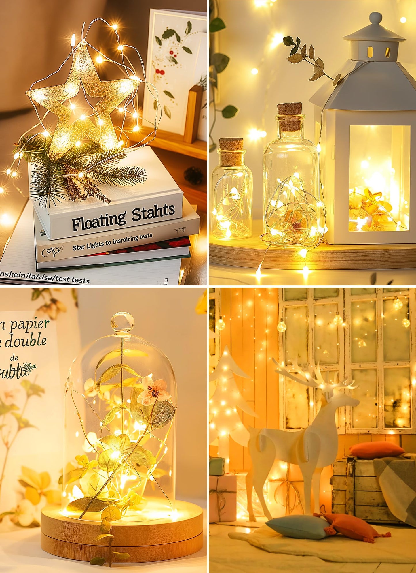 Fairy Lights Battery Operated, 2 Pack 33FT 100 LEDs Mini Battery Powered String Lights, Waterproof Copper Wire Twinkle Lights Mason Jar Lights for Indoor Home Wedding Christmas Decoration, Warm White