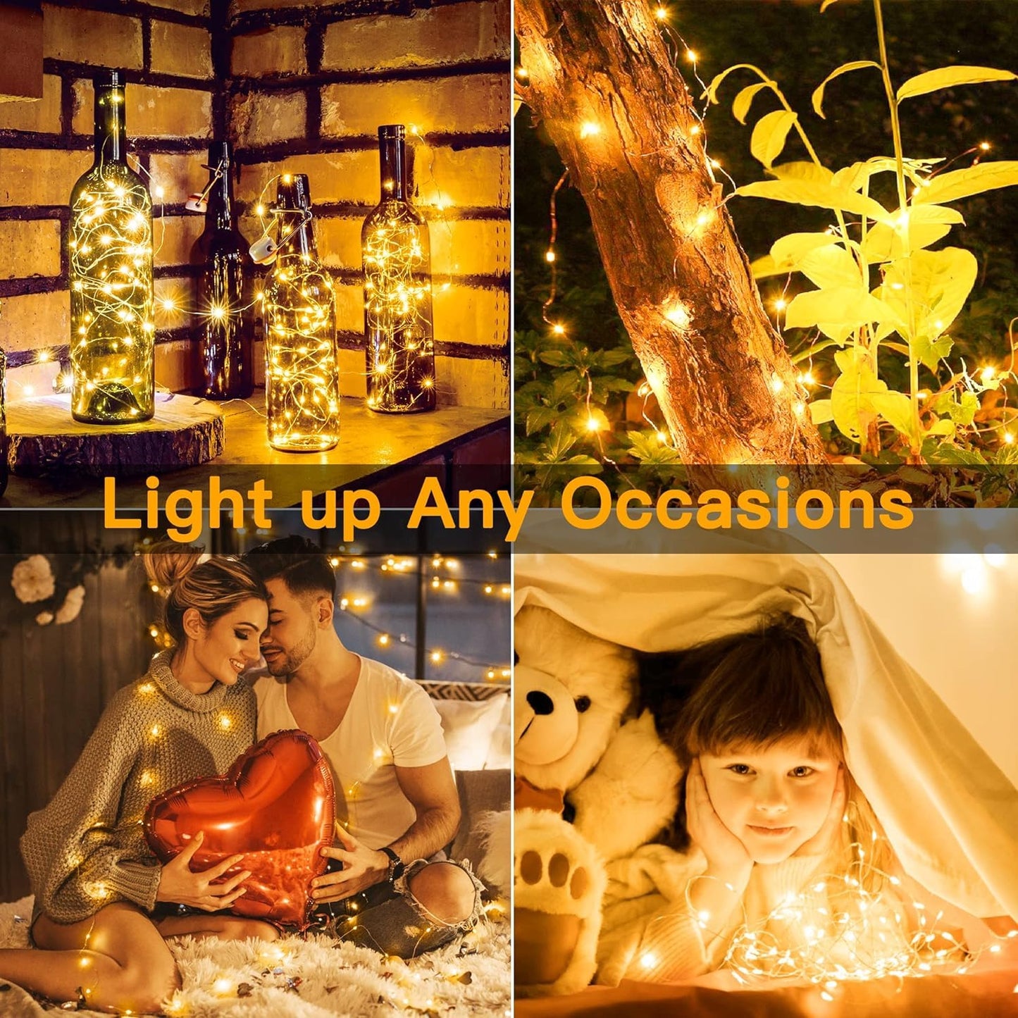 6 Pack Fairy Lights Battery Operated 7ft 20 LED Mini String Lights Twinkle Lights Silver Wire Firefly Starry Lights for Mason Jars Wedding Party Christmas Centerpiece Table Decorations, Warm White