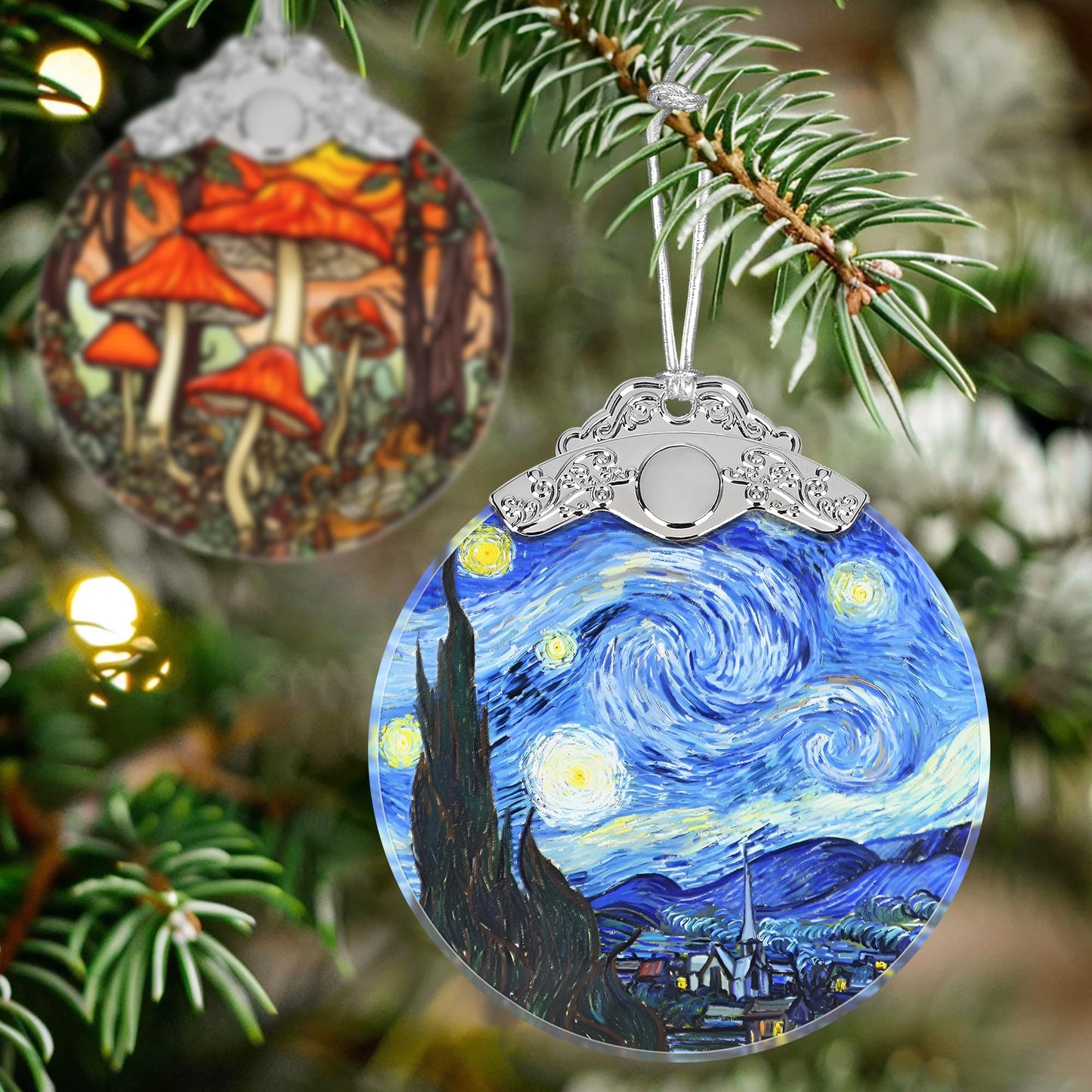 Christmas Ornament - Stained Glass Van Gogh Starry Night Ornament - Christmas Home Decor - Christmas Tree Ornament - Holiday Ornament - Holiday Present Ideas - Gift Exchange