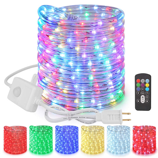 Brizled Color Changing Rope Lights, 18ft 180 LED RGB Rope Lights, Connectable Rope Lights Indoor Rope Lighting with Remote Outdoor White Rope Lights Waterproof Color Twinkle Tube Lights for Christmas