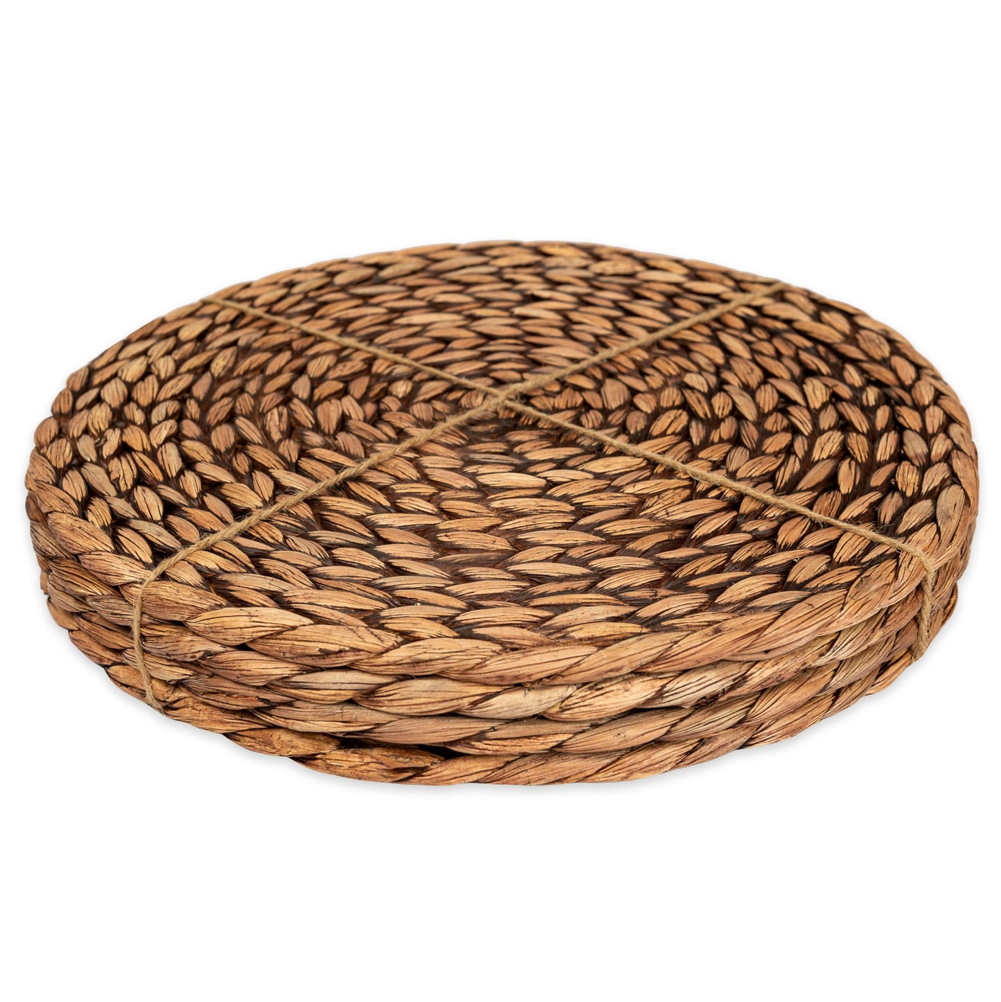 CENBOSS Woven Placemats (11.8" Set of 4, Brown Wash) Round Placemats, Wicker Placemats, Rattan Placemats, Plate Chargers