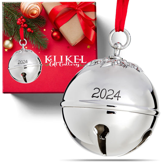 Klikel Christmas Bell Ornament 2024 - Sleigh Bell Christmas Ornament 2024 - Christmas Holy Ball 2024 Ornament - Bell Ornament for Christmas Tree - Sleigh Bell Engraved 2024-10th Annual Edition