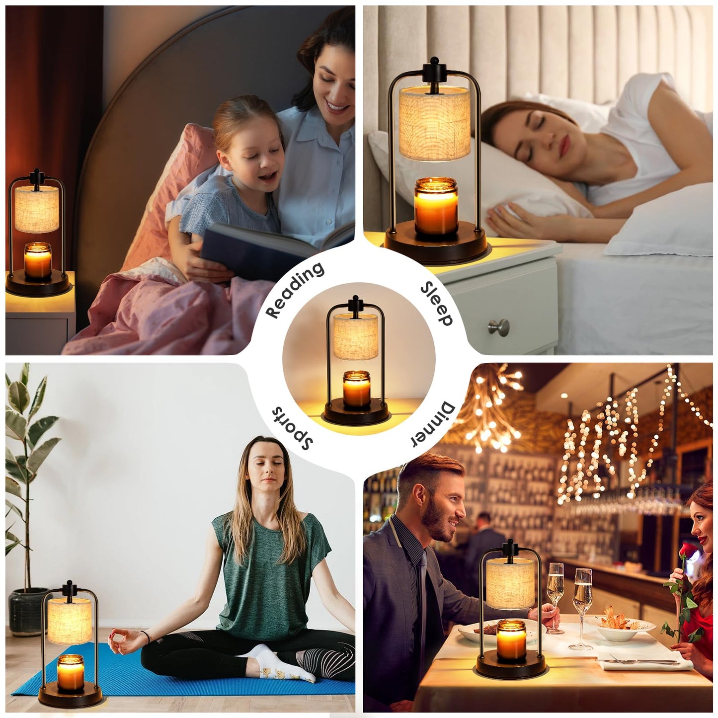 FullyCare Candle Warmer Lamp Electric with Timer: Wax Melts Warmer - Dimmable Candle Wax Warmer Electric Candle Warmer with Replacement Bulbs, Bedroom Home Decor Compatible with Various Candles-Linen