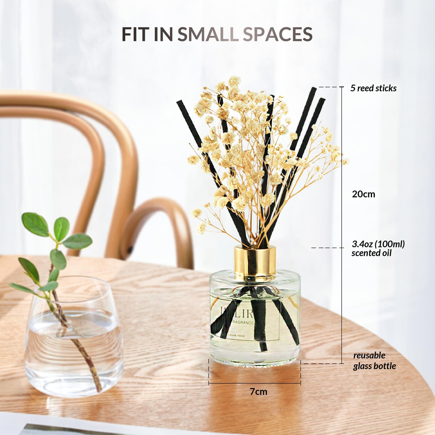 UPLIR Flower Reed Diffusers for Home with X2 Jasmine & White Tea Essential Oil, 3.4 oz (100ml) - Elegant Diffuser Set with Sticks for Home Decor, Bathroom, Any Room, Perfect Housewarming Gift