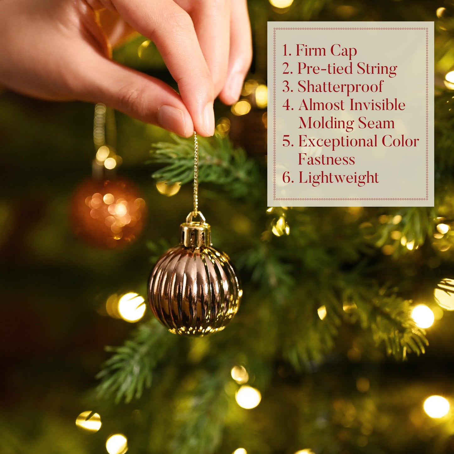 Valery Madelyn 1.6" Small Christmas Ornaments Tree Decorations Set, 24ct Bronze Copper Gold Shatterproof Christmas Ball Hanging Ornament Bulk for Xmas New Year Valentines Day Holiday Party Decor