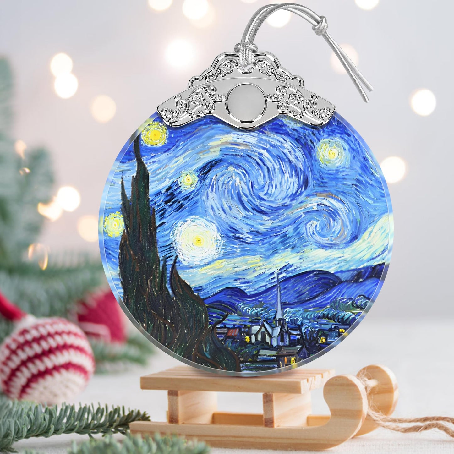 Christmas Ornament - Stained Glass Van Gogh Starry Night Ornament - Christmas Home Decor - Christmas Tree Ornament - Holiday Ornament - Holiday Present Ideas - Gift Exchange