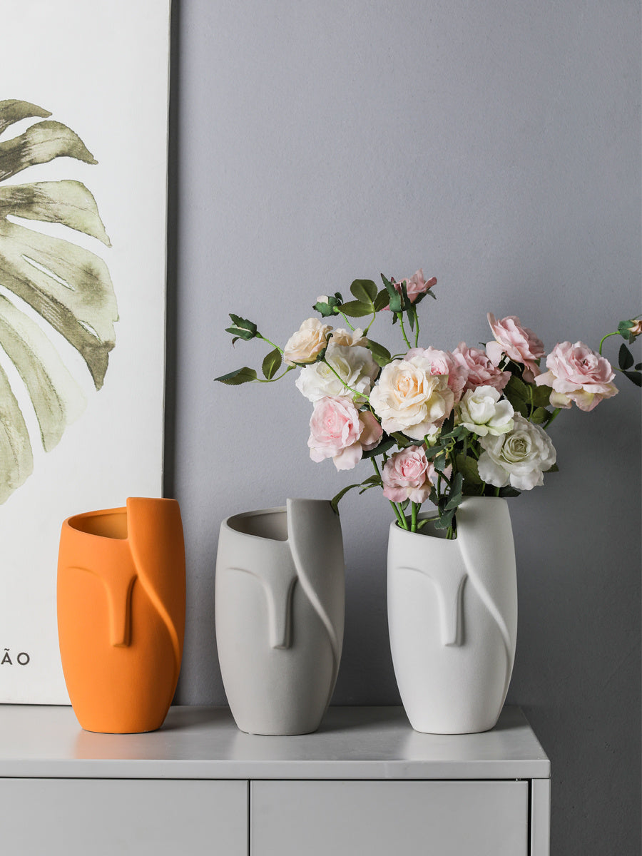 Modern Simple Face Ceramic Vase – Stylish Home Decoration Ornaments