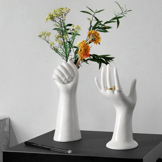 Creative Hand-Shaped Ceramic Vase – Artistic Decorative Ornament