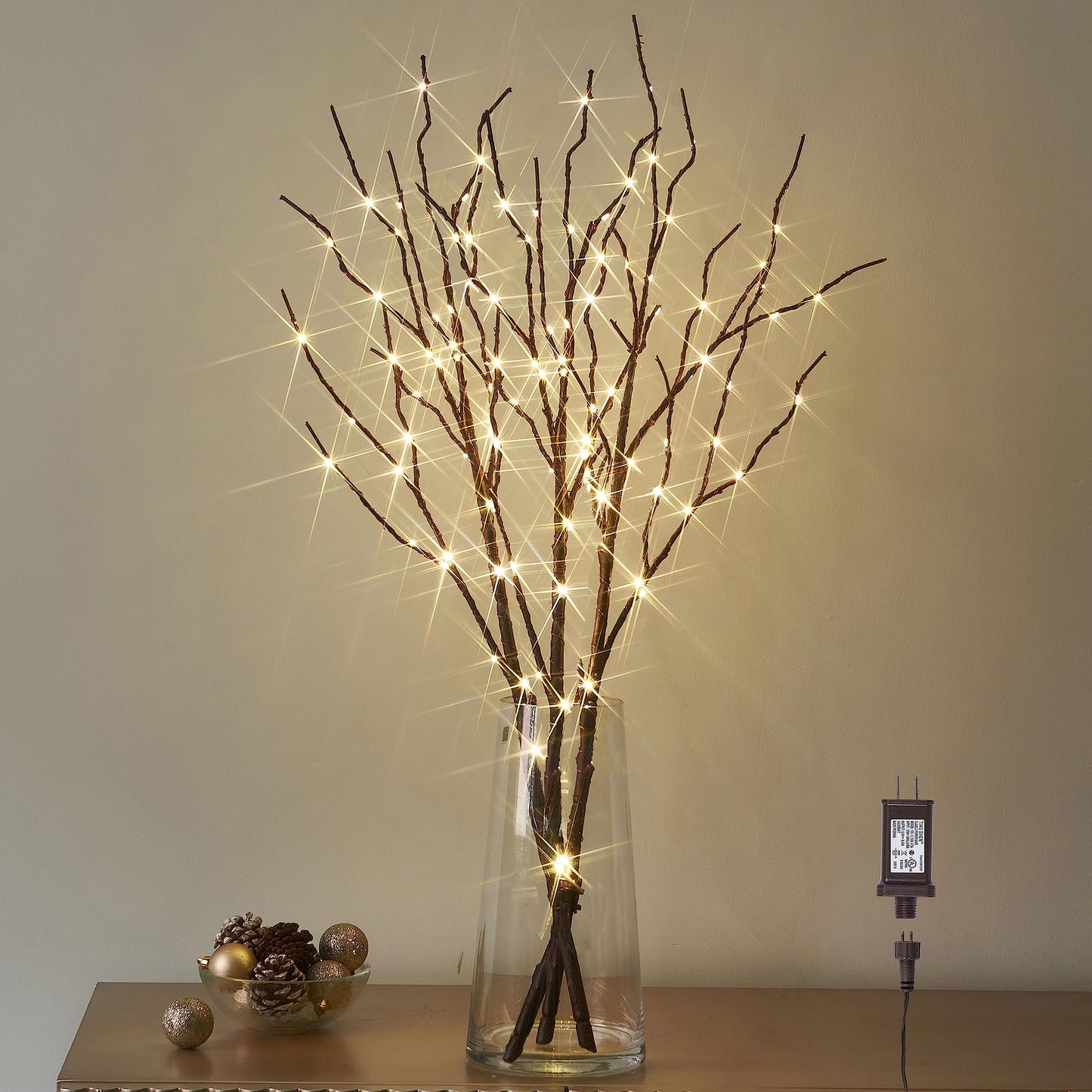 LITBLOOM Lighted Brown Willow Branches 30IN 150 LED Plug in with Timer and Dimmer Tree Branch Lights with Warm White Lights for Holiday Christmas Home Decoration