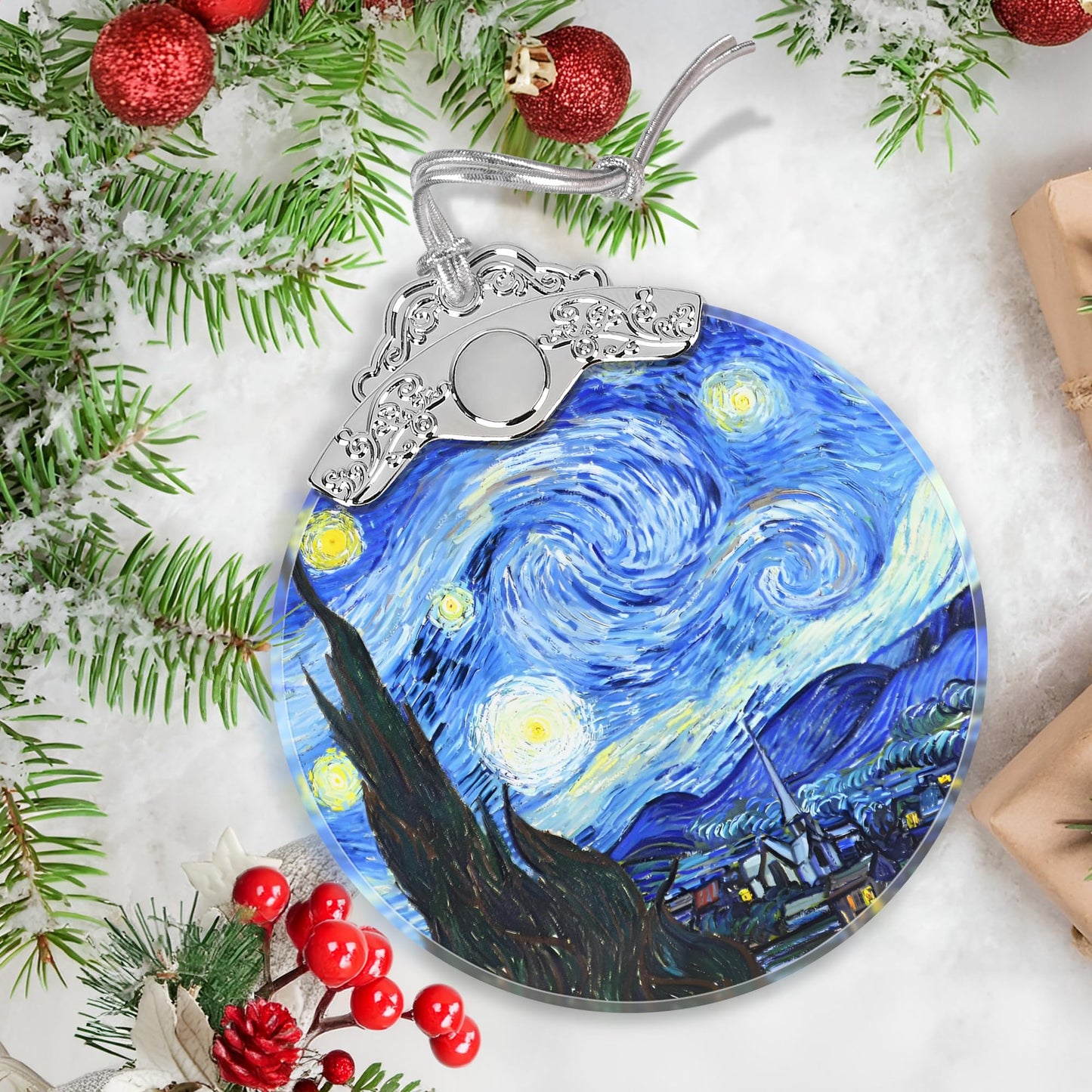 Christmas Ornament - Stained Glass Van Gogh Starry Night Ornament - Christmas Home Decor - Christmas Tree Ornament - Holiday Ornament - Holiday Present Ideas - Gift Exchange