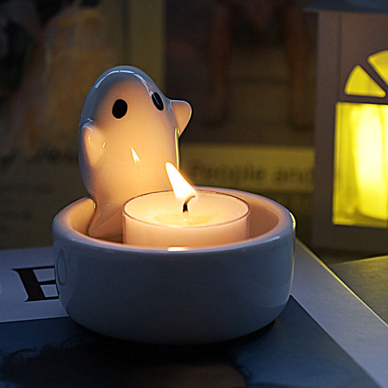 Ceramic Ghost Candlestick Ornaments – Spooky and Fun Home Décor