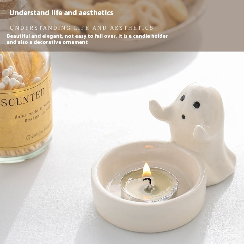 Ceramic Couple Ghost Candlestick – Fun and Quirky Home Décor Ornament