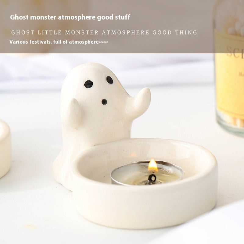 Ceramic Couple Ghost Candlestick – Fun and Quirky Home Décor Ornament