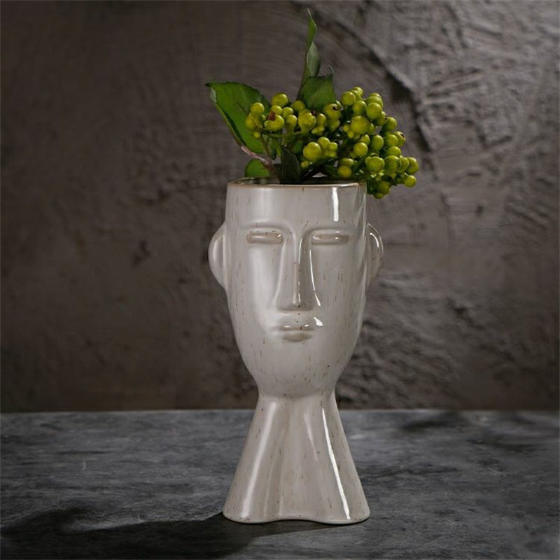 Nordic Creative Art Face Ceramic Vase – Decorative Ornament