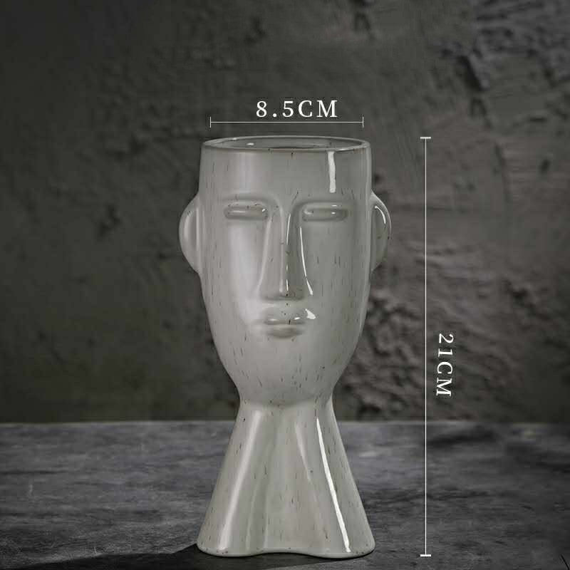 Nordic Creative Art Face Ceramic Vase – Decorative Ornament