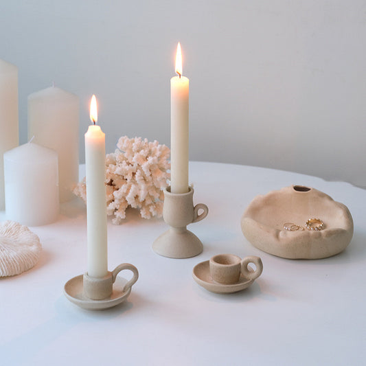 Retro Ceramic Candlestick Ornament – Nordic Simple Style Decor