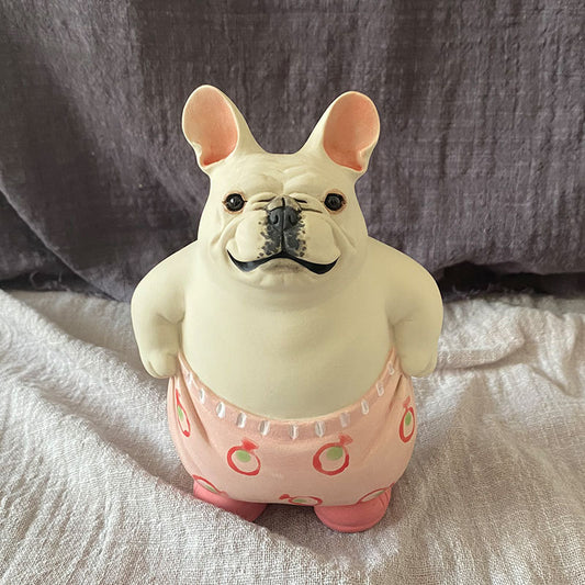 Handmade Ceramic Cartoon Bulldog Ornaments – Fun and Quirky Home Decor