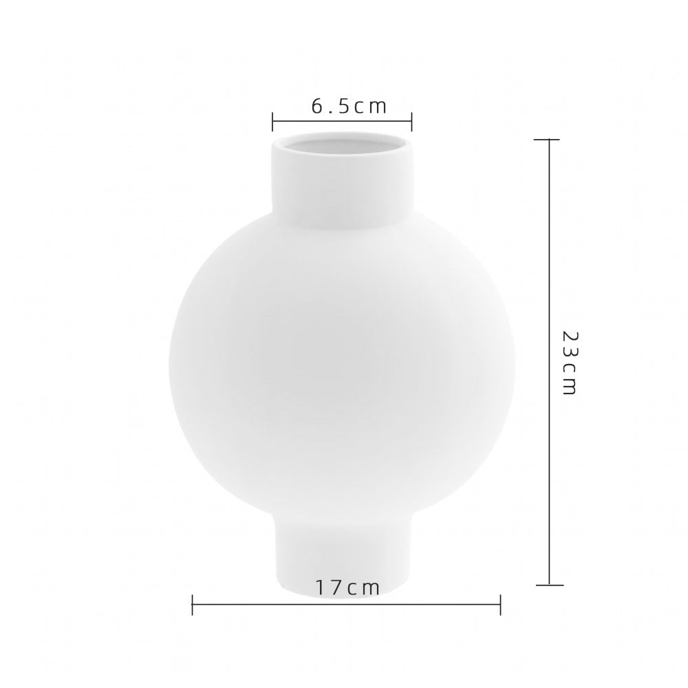 White Round Lantern Simple Tulip Ceramic Vase Ornament