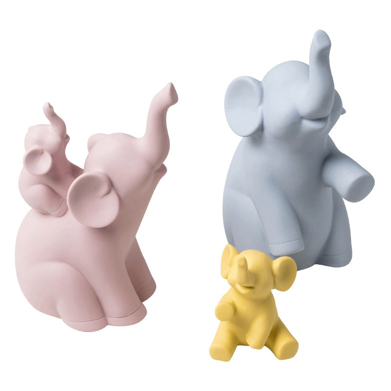 Nordic Cartoon Elephant Ceramic Ornaments – Cute Home Decor