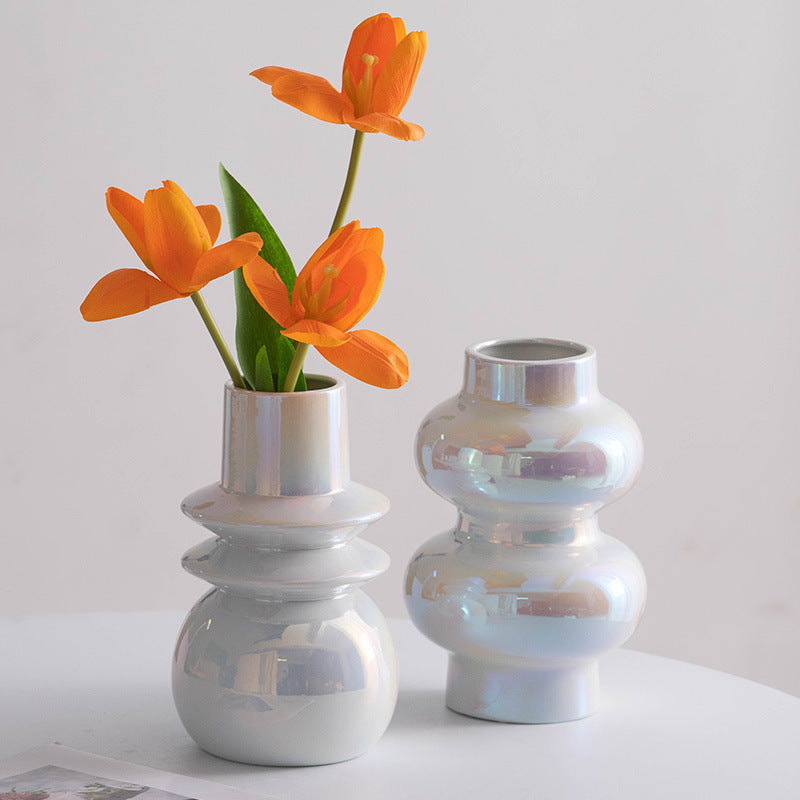 Pearl Plated Ceramic Vase – Elegant Ornaments