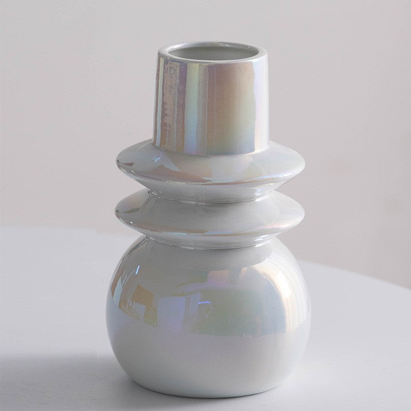 Pearl Plated Ceramic Vase – Elegant Ornaments