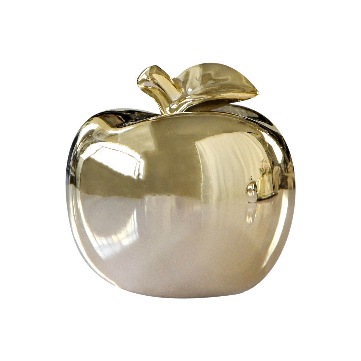 Golden and Silver Ceramic Apple Ornaments – Elegant Decorative Home Pieces