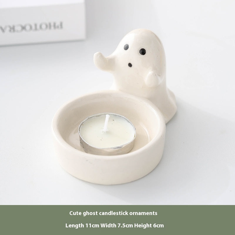 Ceramic Couple Ghost Candlestick – Fun and Quirky Home Décor Ornament